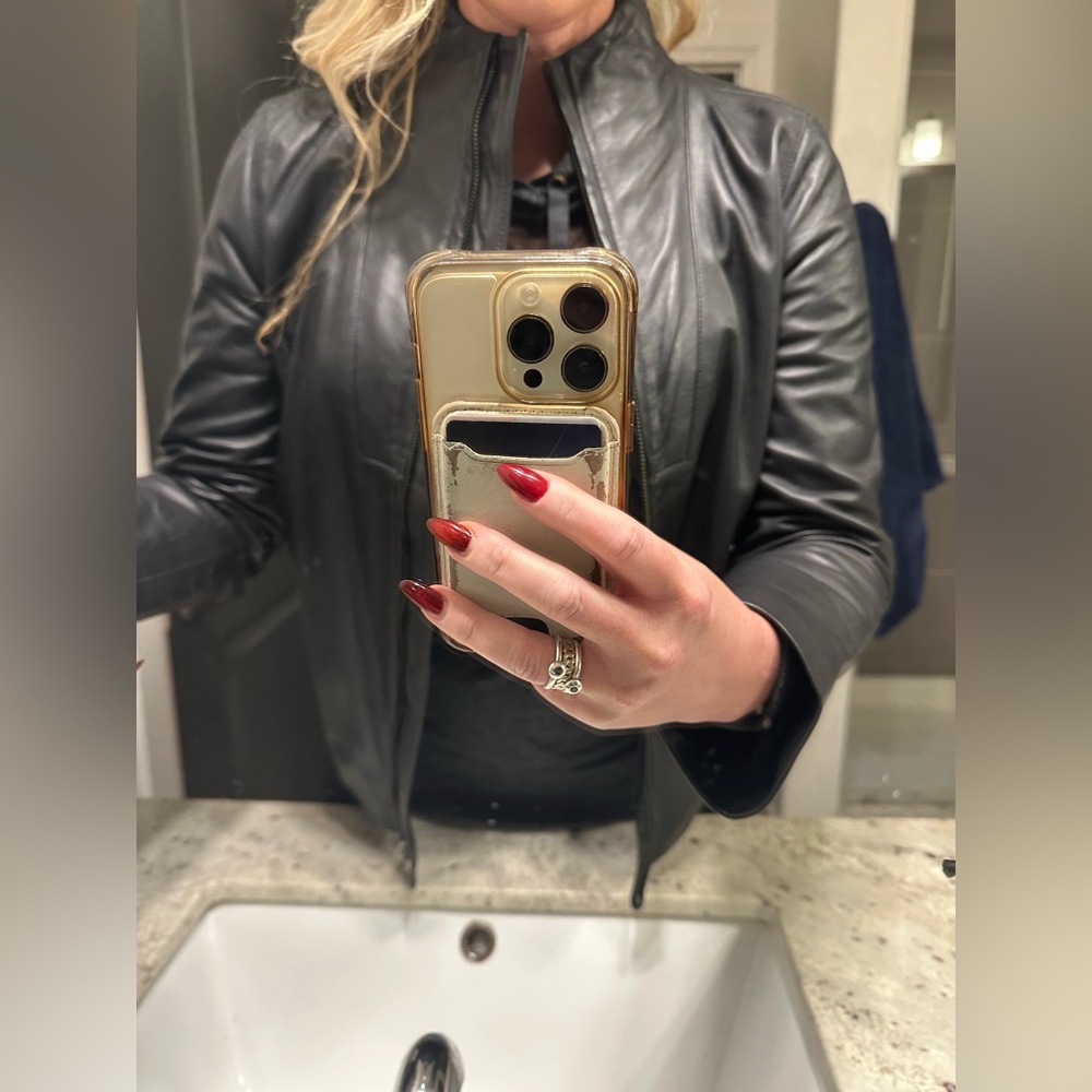 Nordstrom Black Leather Jacket Size Small
